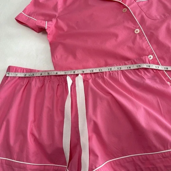 J.CREW Women's Pajama Shorts & Top Set Pink 100% Cotton Sz Medium - Picture 9 of 11